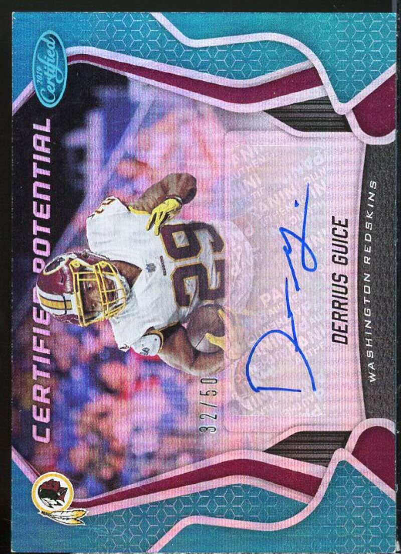 Derrius Guice Card 2019 Certified Potential Signatures Mirror Teal #8  Image 1