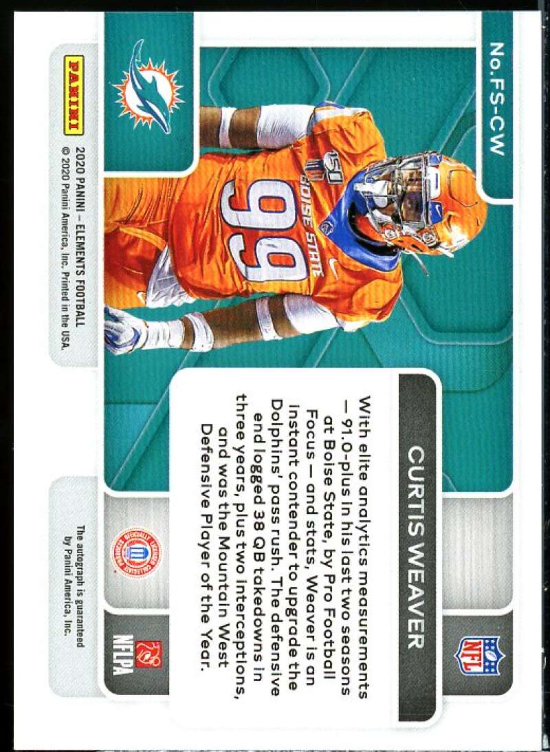 Curtis Weaver Rookie Card 2020 Panini Elements Future Signs Blue #20  Image 2