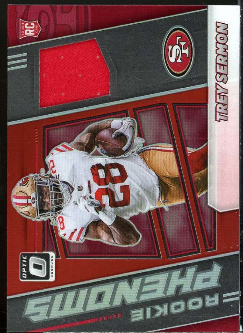 Trey Sermon Card 2021 Donruss Optic Rookie Phenoms Jerseys Horizontal Red #24  Image 1