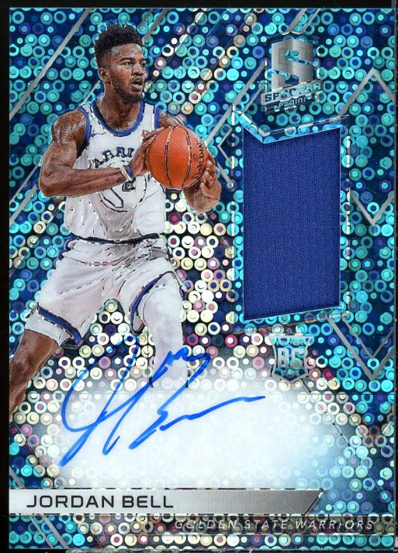 Jordan Bell JSY AU Rookie Card 2017-18 Panini Spectra Neon Blue #135  Image 1