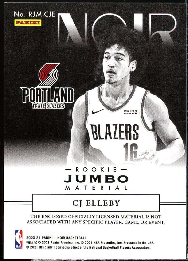 CJ Elleby Rookie Card 2020-21 Panini Noir Rookie Jumbo Material #7  Image 2