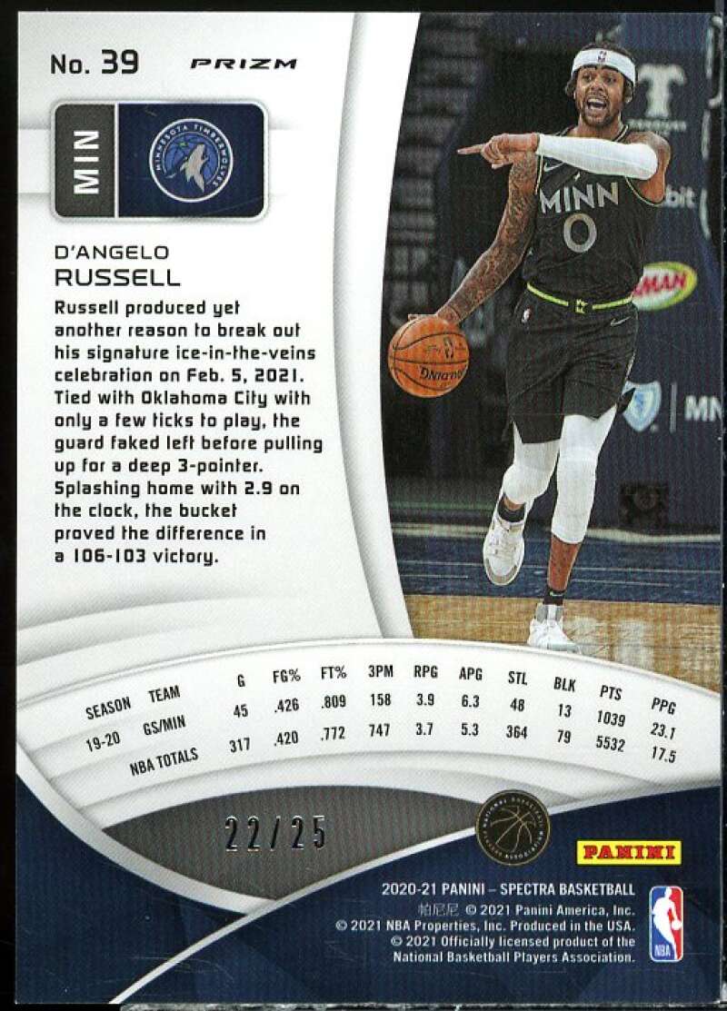 D'Angelo Russell Card 2020-21 Panini Spectra Asia Green Purple #39  Image 2