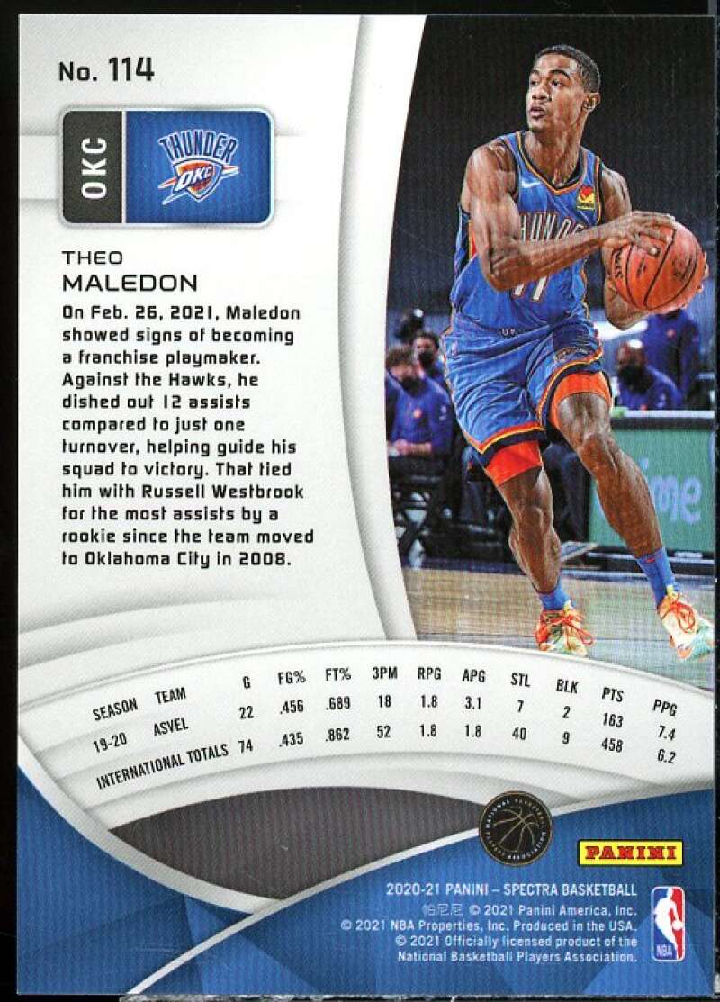 Theo Maledon Rookie Card 2020-21 Panini Spectra #114  Image 2