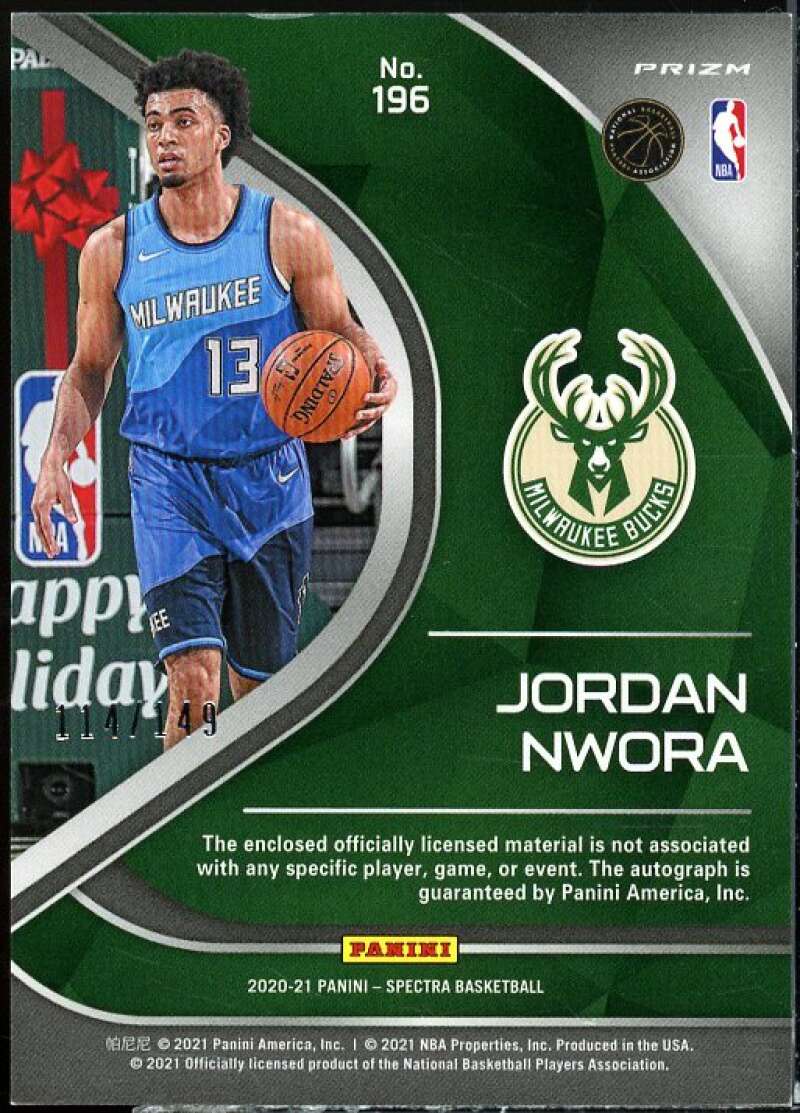 Jordan Nwora JSY AU/149 Rookie Card 2020-21 Panini Spectra #196  Image 2