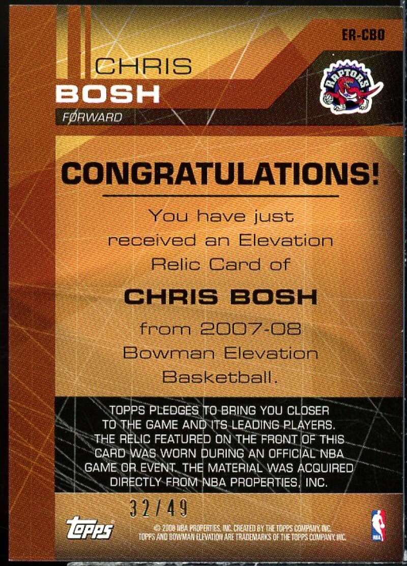 Chris Bosh Card 2007-08 Bowman Elevation Relics Red #CBO  Image 2