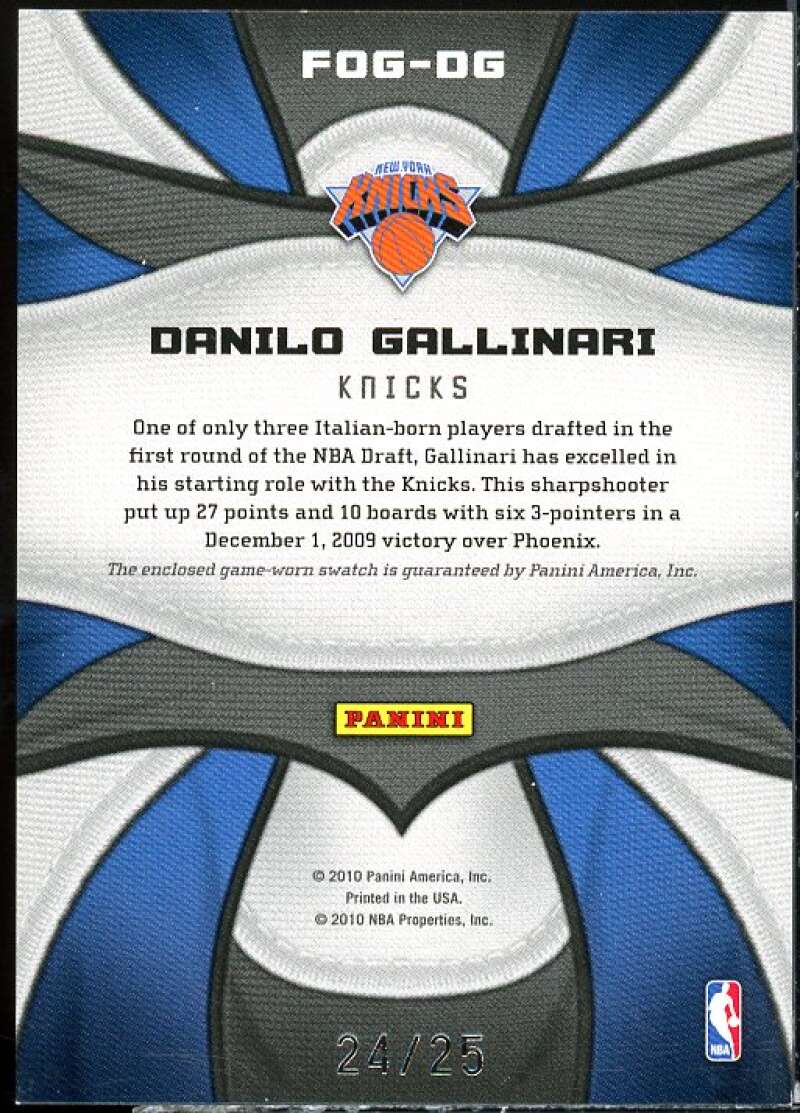 Danilo Gallinari Card 2009-10 Certified Fabric of the Game Prime #89  Image 2