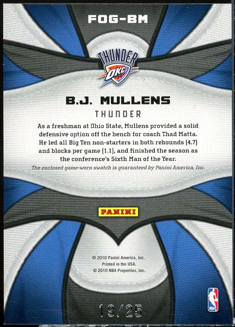 B.J. Mullens Card 2009-10 Certified Fabric of the Game Team Die Cuts #191  Image 2