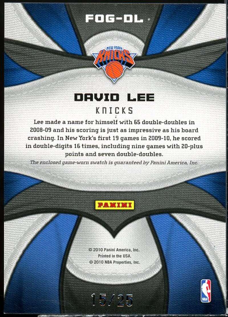 David Lee Card 2009-10 Certified Fabric of the Game Team Die Cuts #91  Image 2