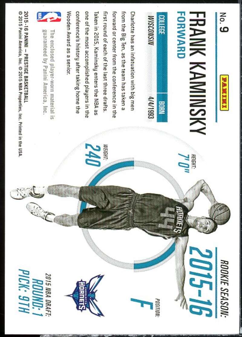 Frank Kaminsky Card 2015-16 Prestige Freshman Fabrics Prime #9  Image 2