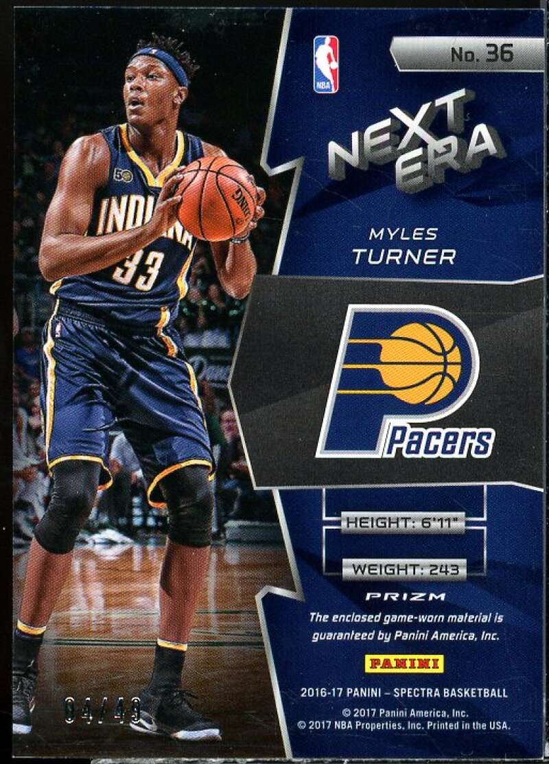 Myles Turner Card 2016-17 Panini Spectra Next Era Materials Pink #36  Image 2