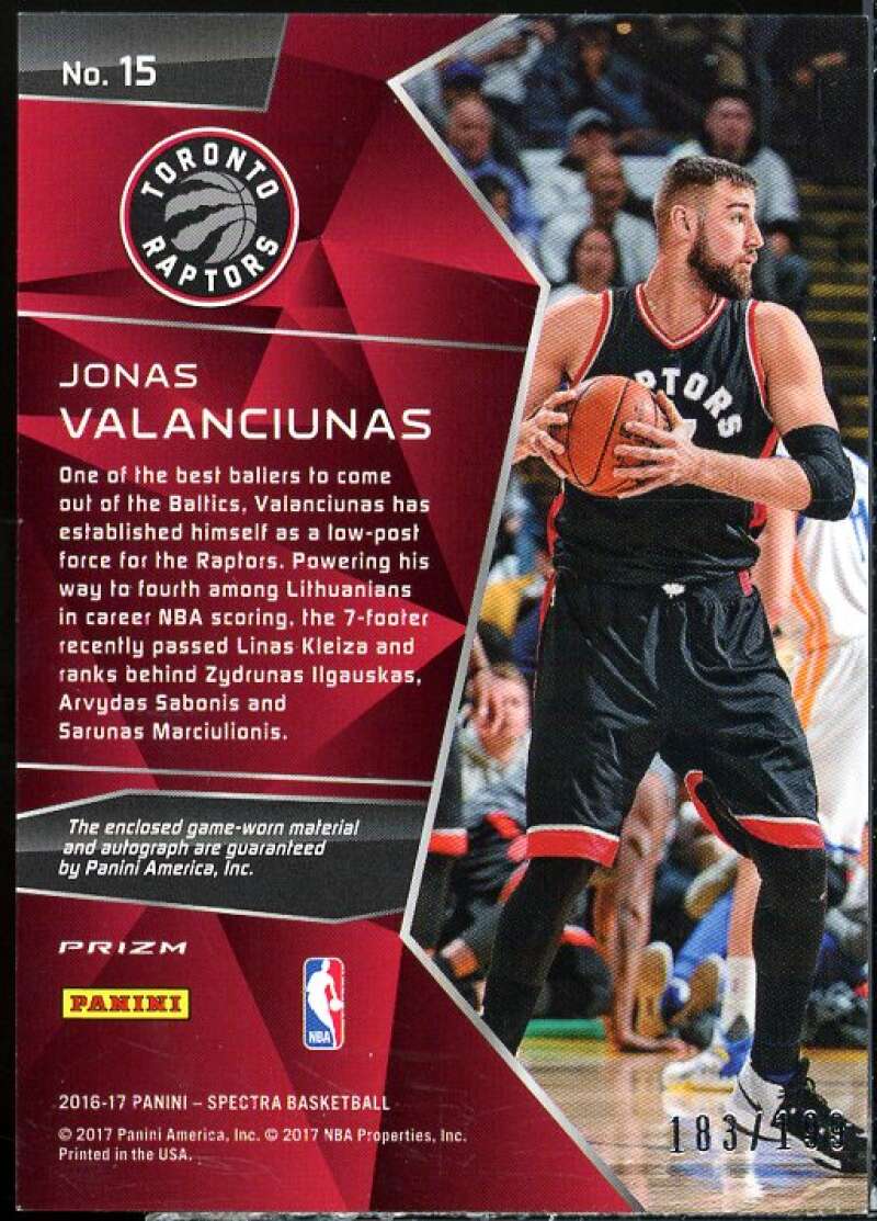 Jonas Valanciunas 2016-17 Panini Spectra Global Icons Memorabilia Autographs #15  Image 2