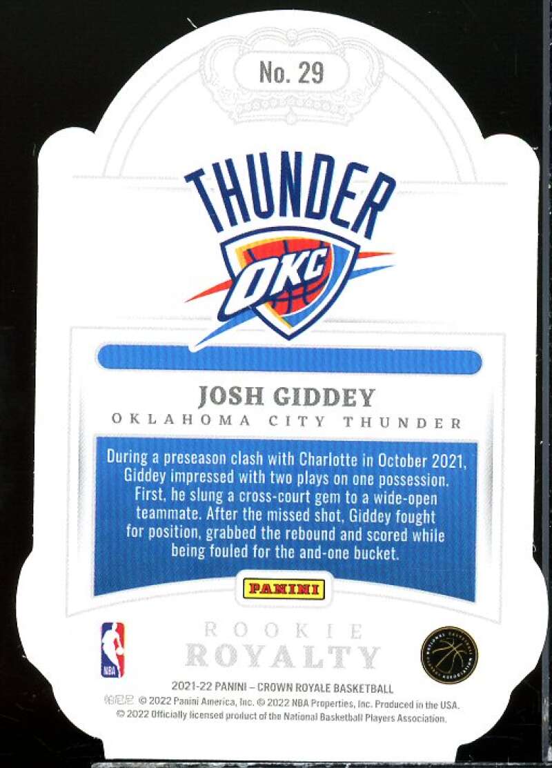 Josh Giddey Card 2021-22 Crown Royale Rookie Royalty Asia Red #29  Image 2