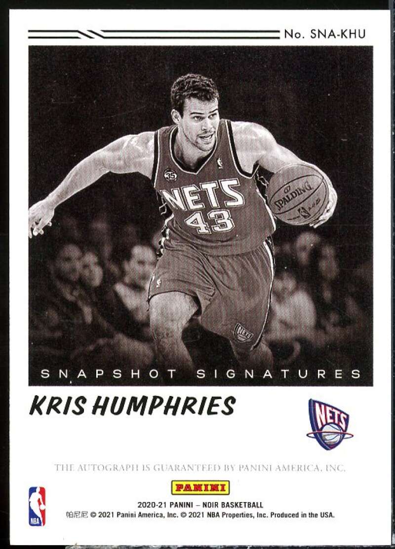 Kris Humphries Card 2020-21 Panini Noir Snapshot Signatures #23  Image 2