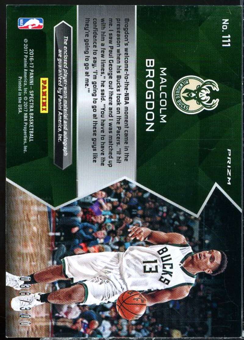 Malcolm Brogdon JSY AU Rookie Card 2016-17 Panini Spectra #111  Image 2