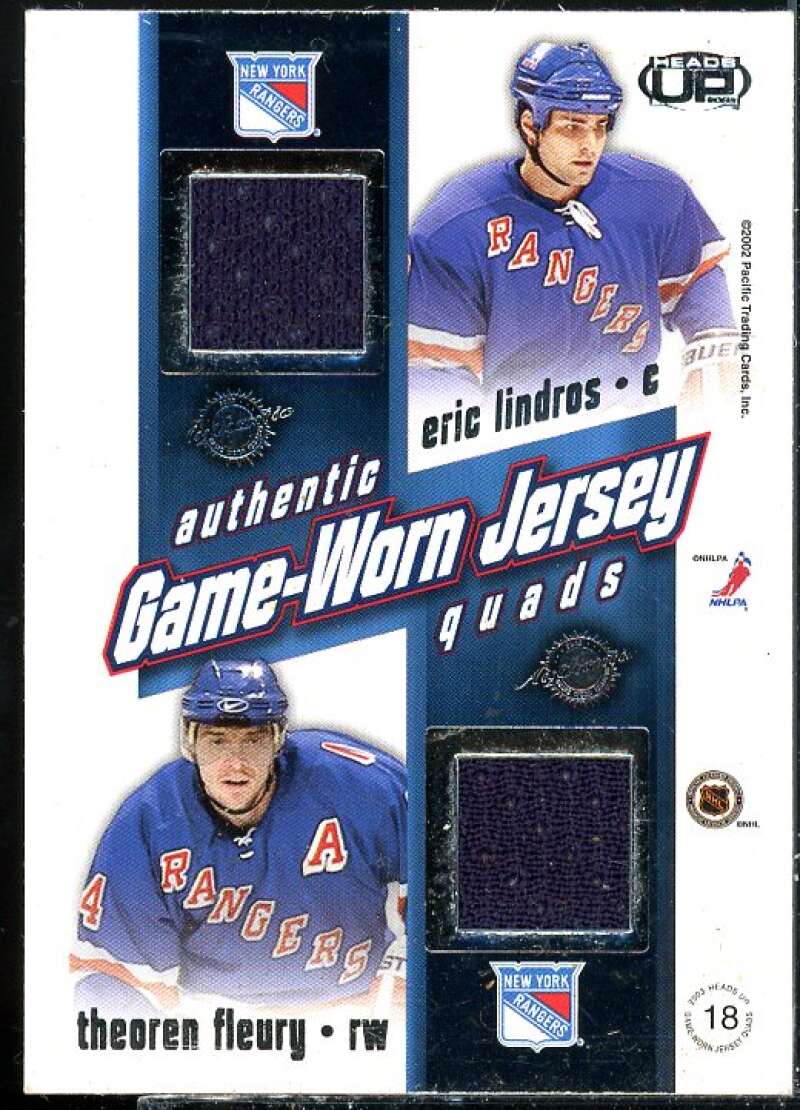 Michael Peca/Alexei Yashin/Eric Lindros/Fleury 2002 Heads Up Quad Jerseys #18  Image 2