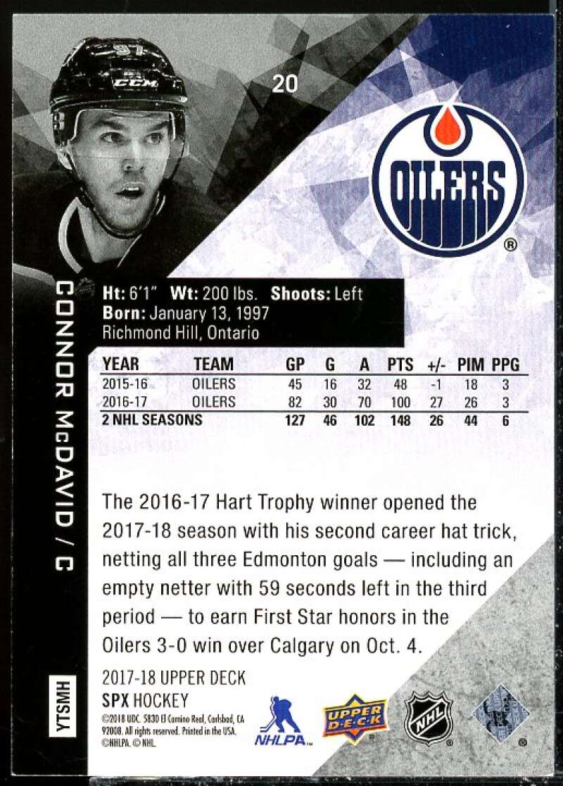 Connor McDavid Card 2017-18 SPx #20  Image 2
