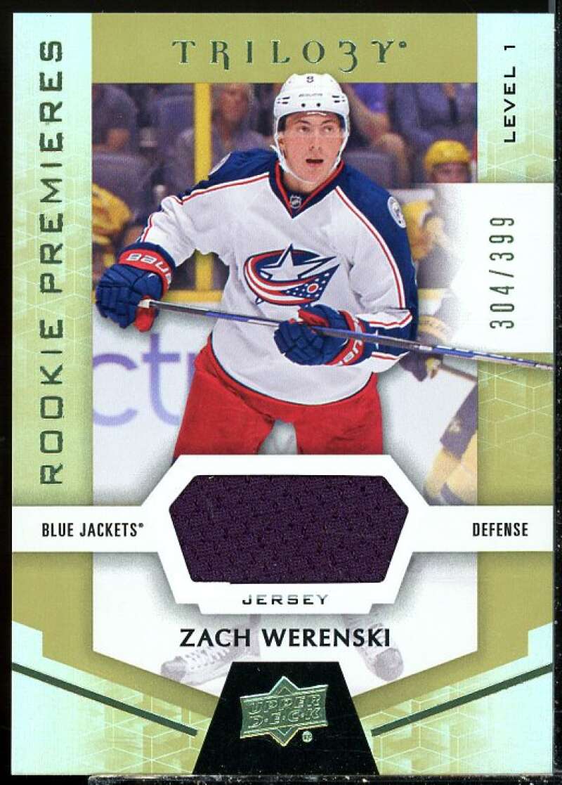 Zach Werenski JSY Card 2016-17 Upper Deck Trilogy Rainbow Green #66  Image 1