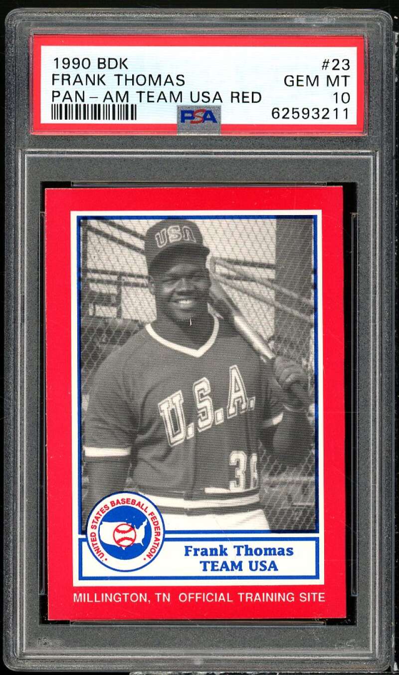 Frank Thomas Rookie Card 1990 BDK Pan-Am Team USA Red #23 PSA 10 Image 1