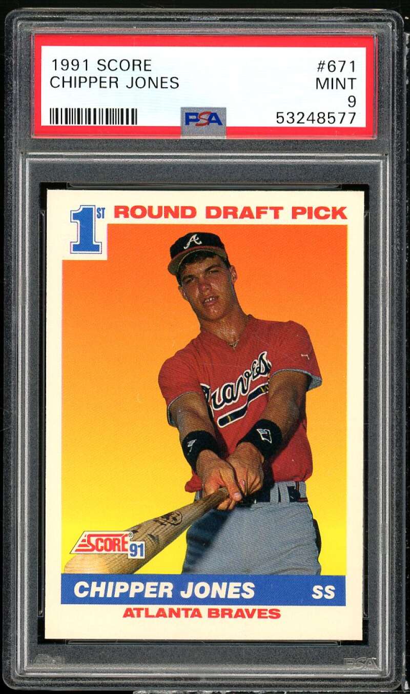 Chipper Jones Rookie Card 1991 Score #671 PSA 9 Image 1