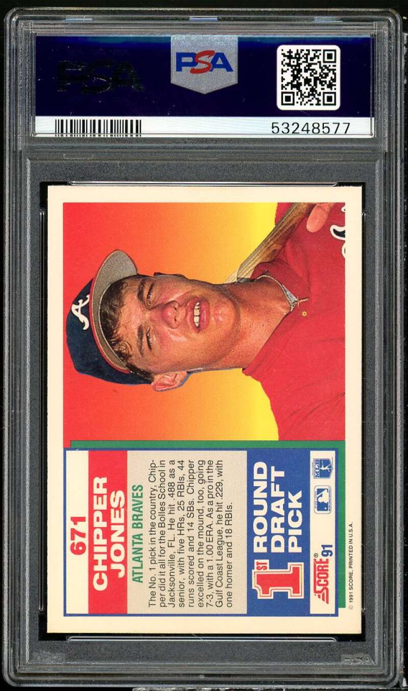 Chipper Jones Rookie Card 1991 Score #671 PSA 9 Image 2