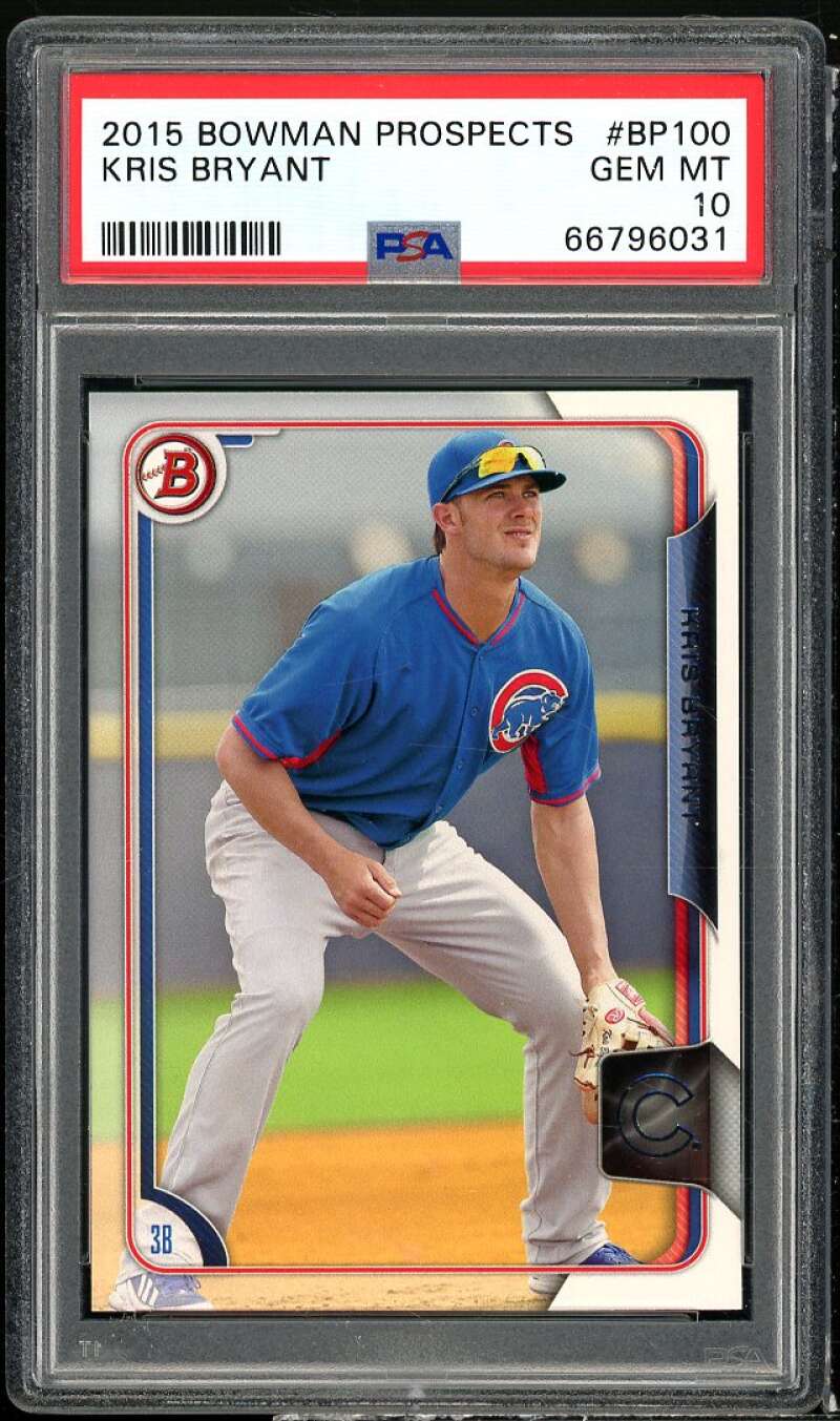 Kris Bryant Rookie Card 2015 Bowman Prospects #BP100 PSA 10 Image 1