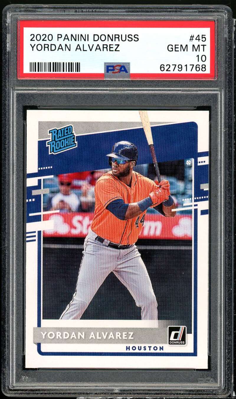 Yordan Alvarez Rookie Card 2020 Panini Donruss #45 PSA 10 Image 1