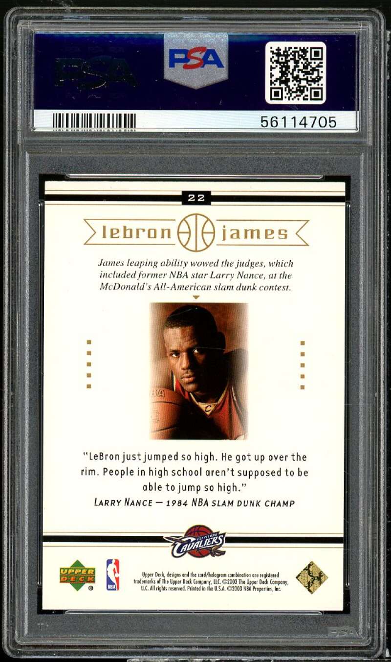 LeBron James Rookie Card 2003 Upper Deck LeBron James Box Set #22 PSA 9 Image 2