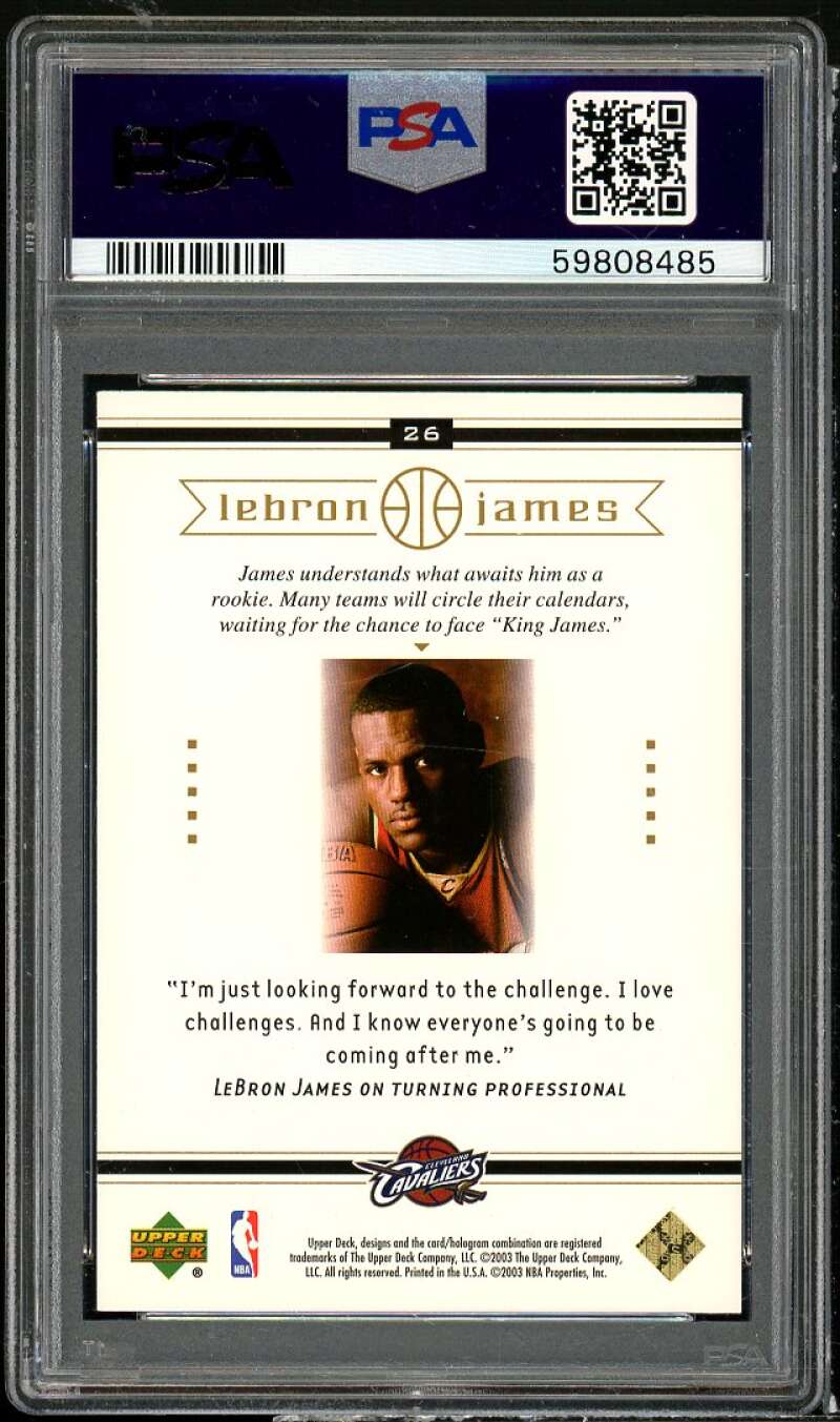 LeBron James Rookie Card 2003 Upper Deck LeBron James Box Set #26 PSA 9 Image 2