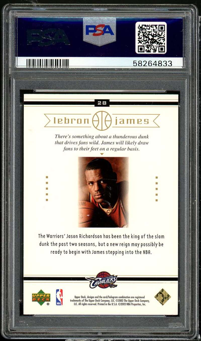 LeBron James Rookie Card 2003 Upper Deck LeBron James Box Set #28 PSA 9 Image 2