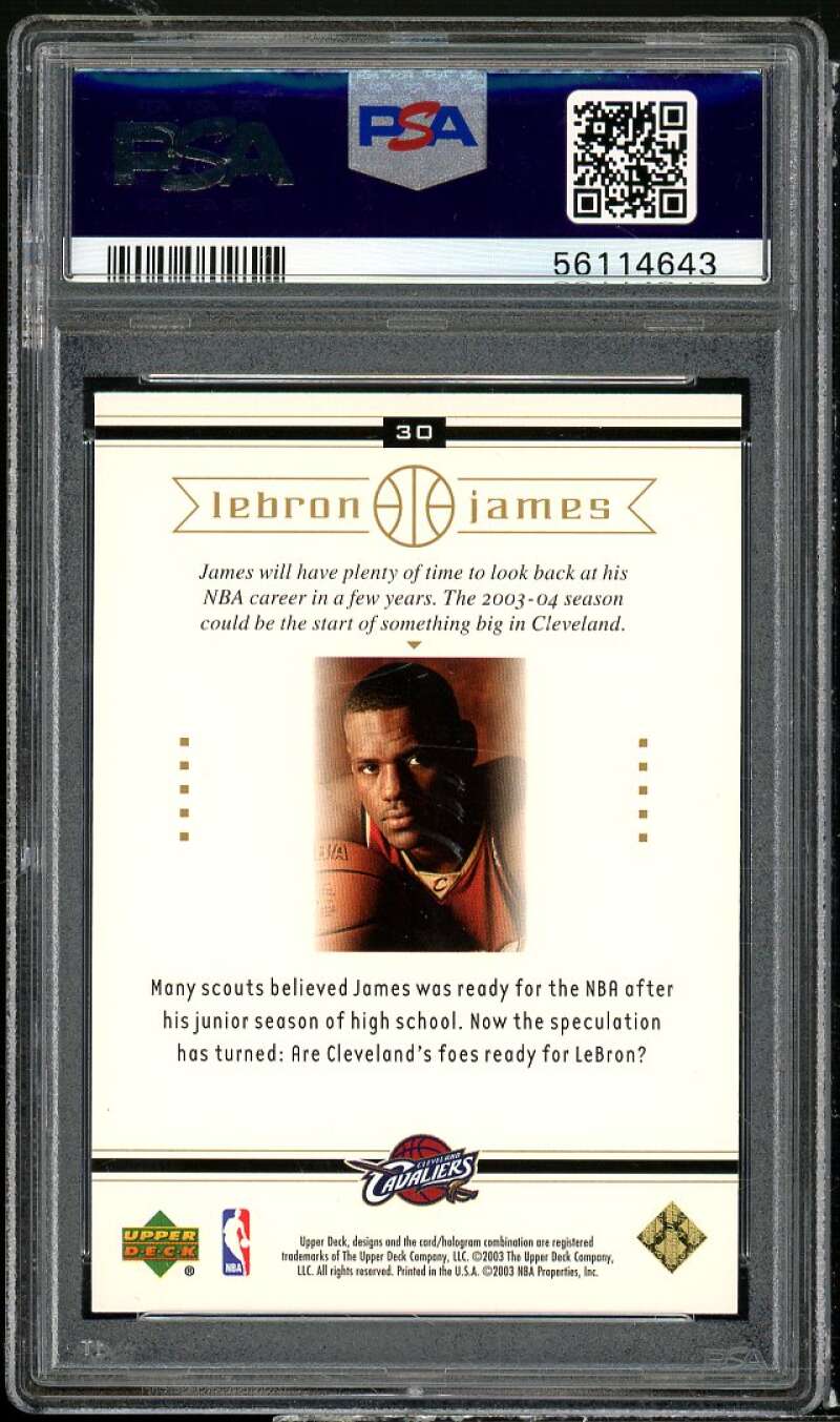 LeBron James Rookie Card 2003 Upper Deck LeBron James Box Set #30 PSA 9 Image 2