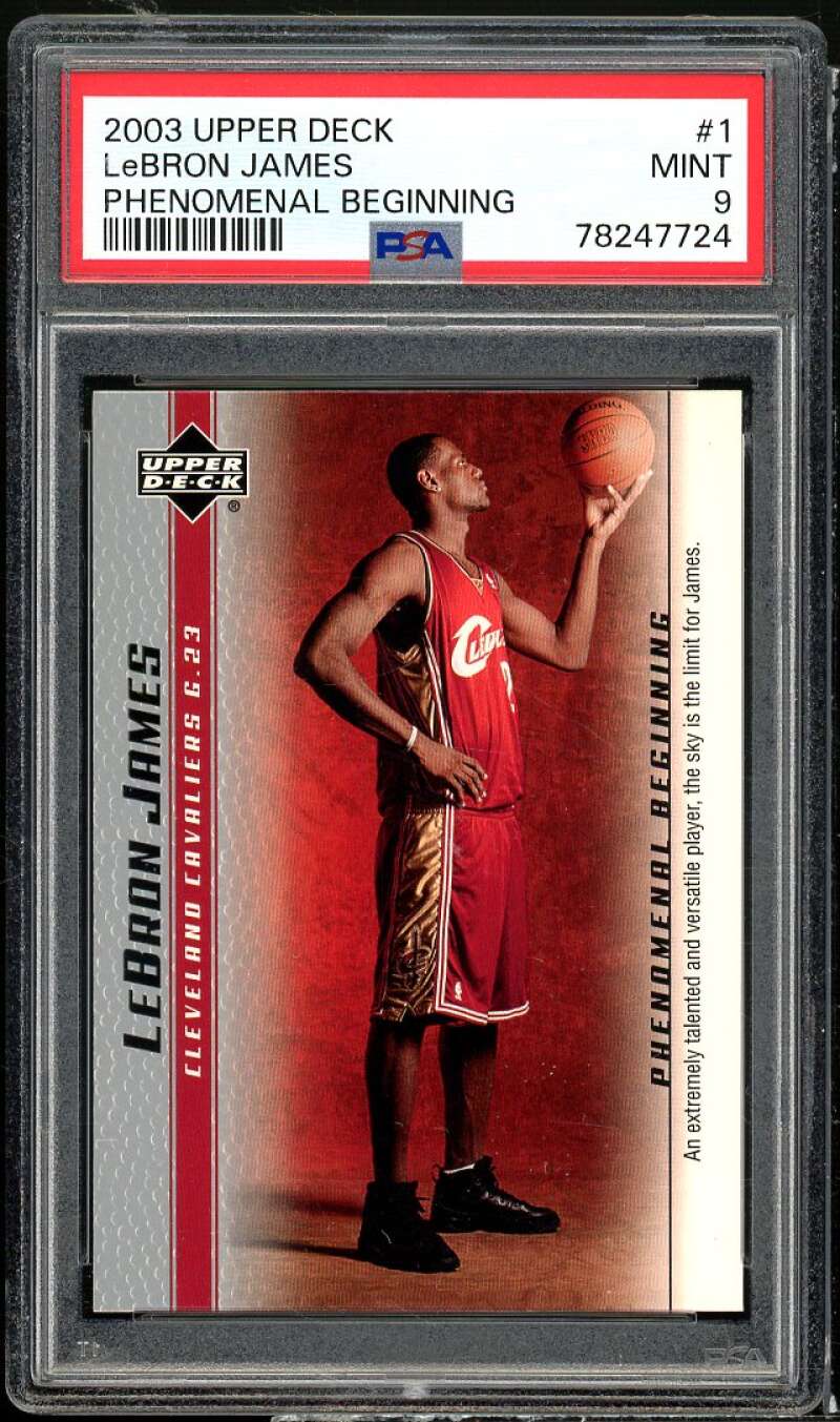 Lebron James Rookie Card 2003 Upper Deck Phenomenal Beginning #1 PSA 9 Image 1