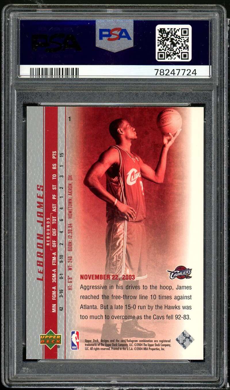 Lebron James Rookie Card 2003 Upper Deck Phenomenal Beginning #1 PSA 9 Image 2