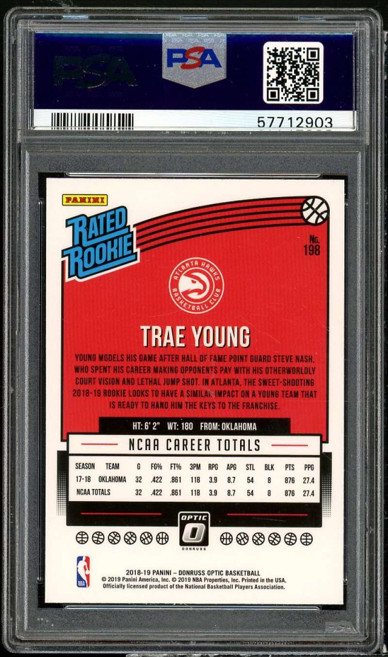 Trae Young Rookie Card 2018-19 Donruss Optic #198 PSA 9 Image 2