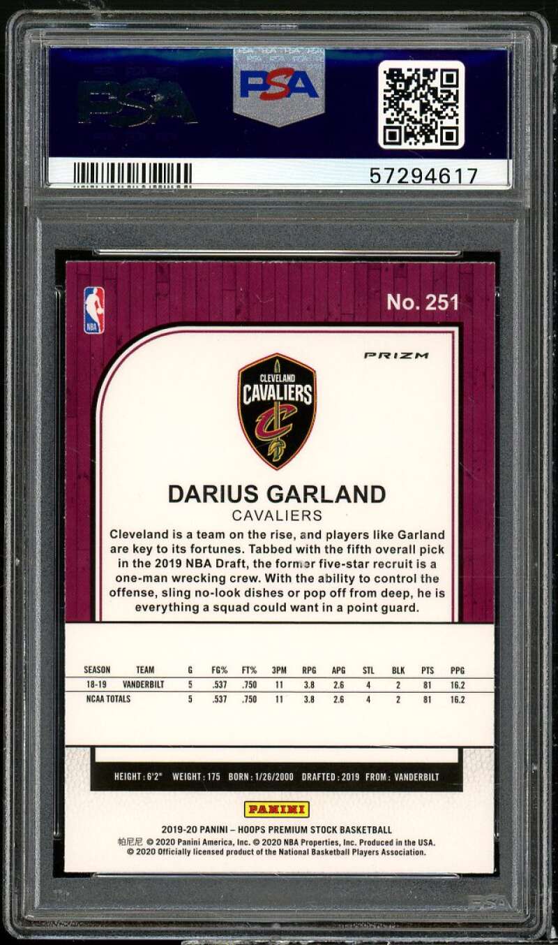 Darius Garland Rookie 2019-20 Hoops Premium Stock Blue Cracked Ice #251 PSA 9 Image 2