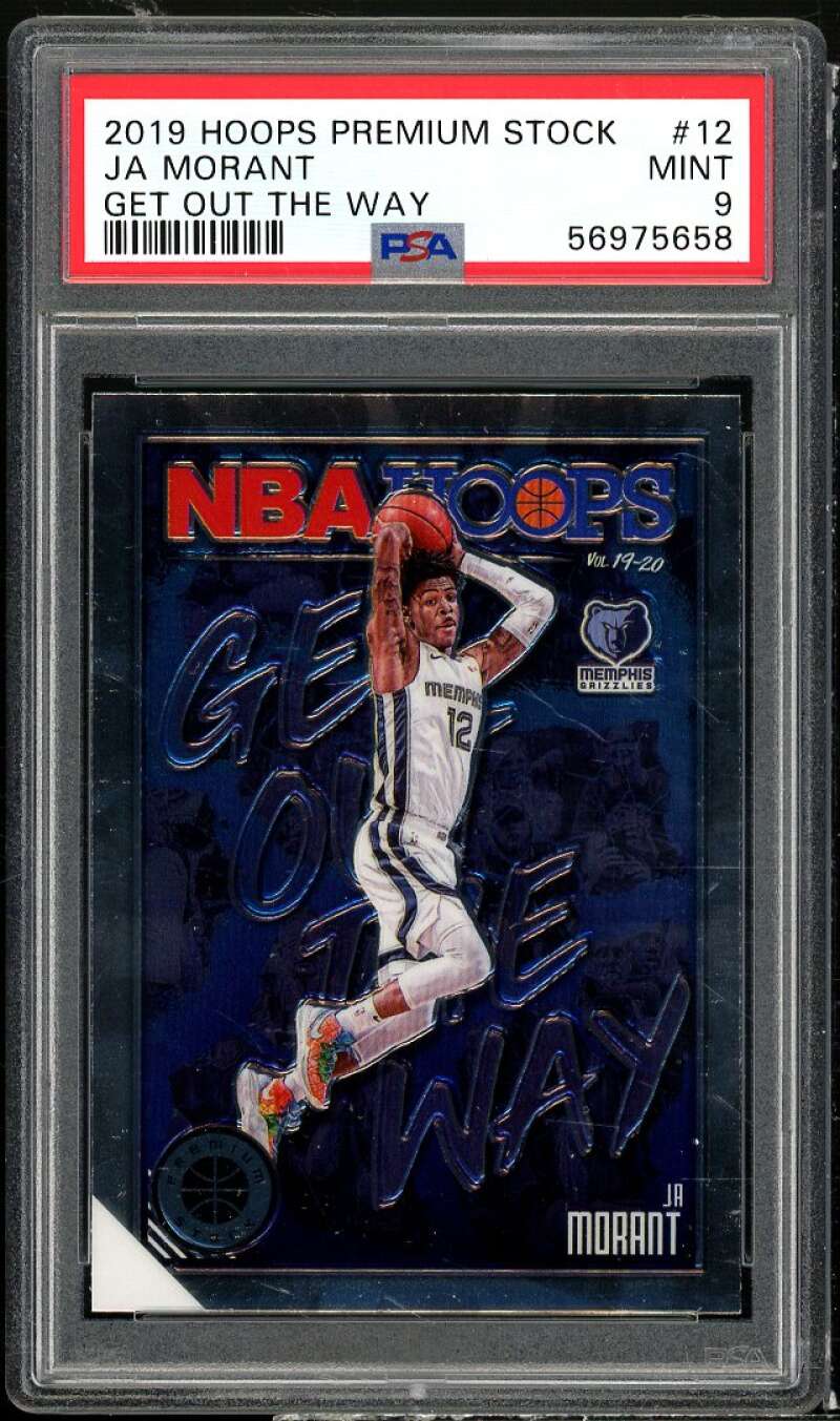 Ja Morant Rookie Card 2019-20 Hoops Premium Stock Get Out Of The Way #12 PSA 9 Image 1