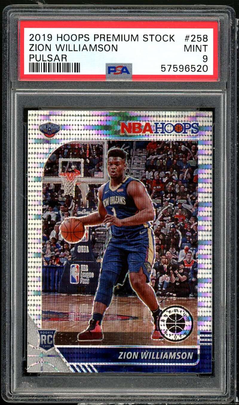 Zion Williamson Rookie Card 2019-20 Hoops Premium Stock Pulsar #258 PSA 9 Image 1