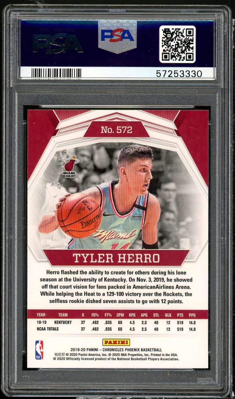 Tyler Herro Rookie Card 2019-20 Panini Chronicles #572 PSA 10 Image 2