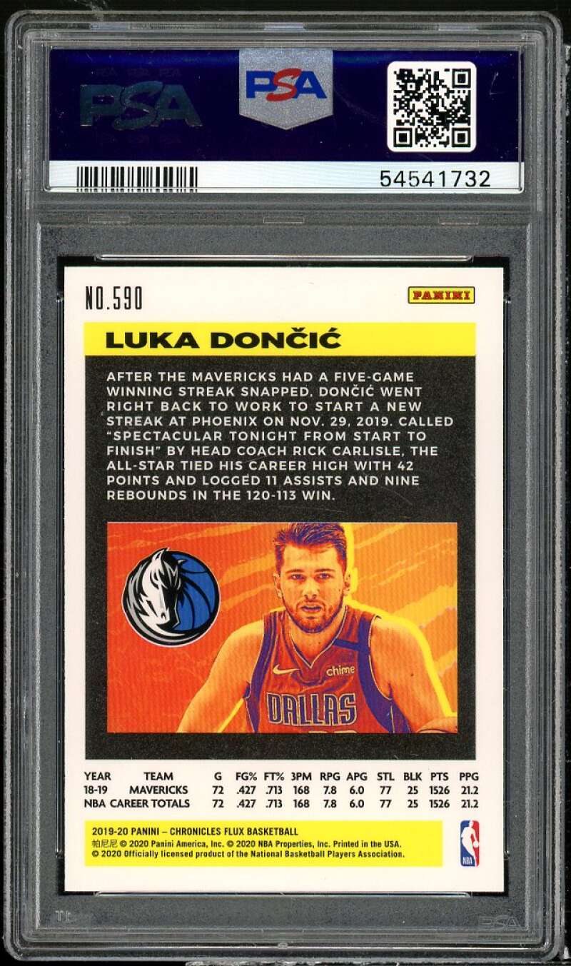 Luka Doncic Card 2019-20 Panini Chronicles #590 PSA 10 Image 2