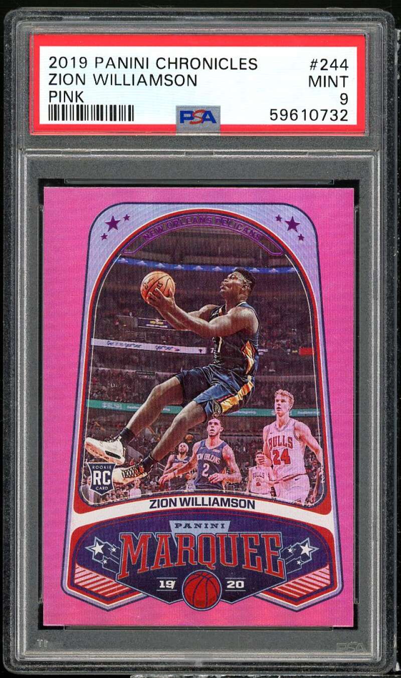 Zion Williamson Rookie Card 2019-20 Panini Chronicles Pink #244 PSA 9 Image 1