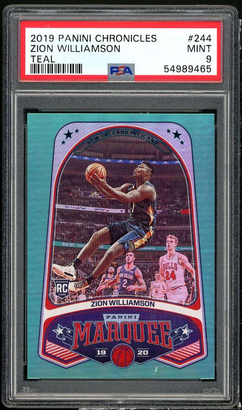 Zion Williamson Rookie Card 2019-20 Panini Chronicles Teal #244 PSA 9 Image 1