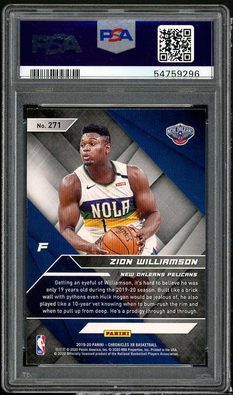 Zion Williamson Rookie Card 2019-20 Panini Chronicles Teal #271 PSA 9 Image 2