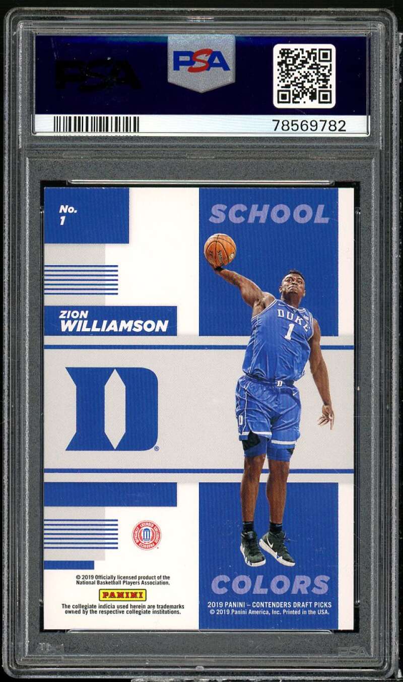 Zion Williamson Rookie Card 2019-20 Panini Contenders DP School Colors #1 PSA 10 Image 2