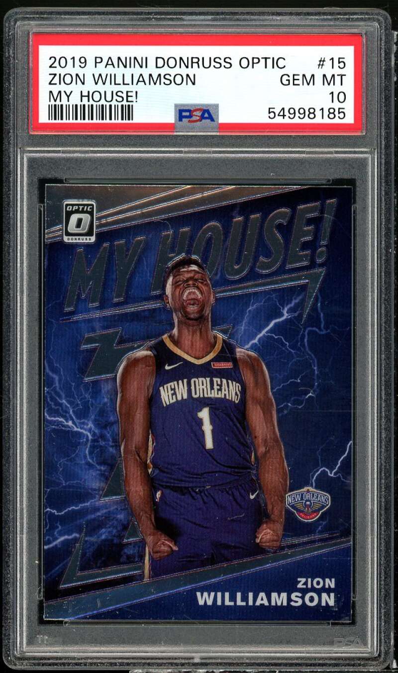 Zion Williamson Rookie Card 2019-20 Panini Donruss Optic My House #15 PSA 10 Image 1