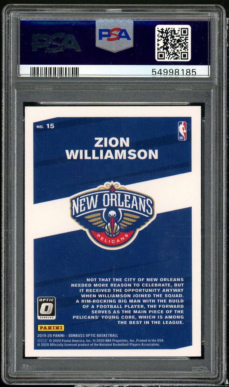 Zion Williamson Rookie Card 2019-20 Panini Donruss Optic My House #15 PSA 10 Image 2