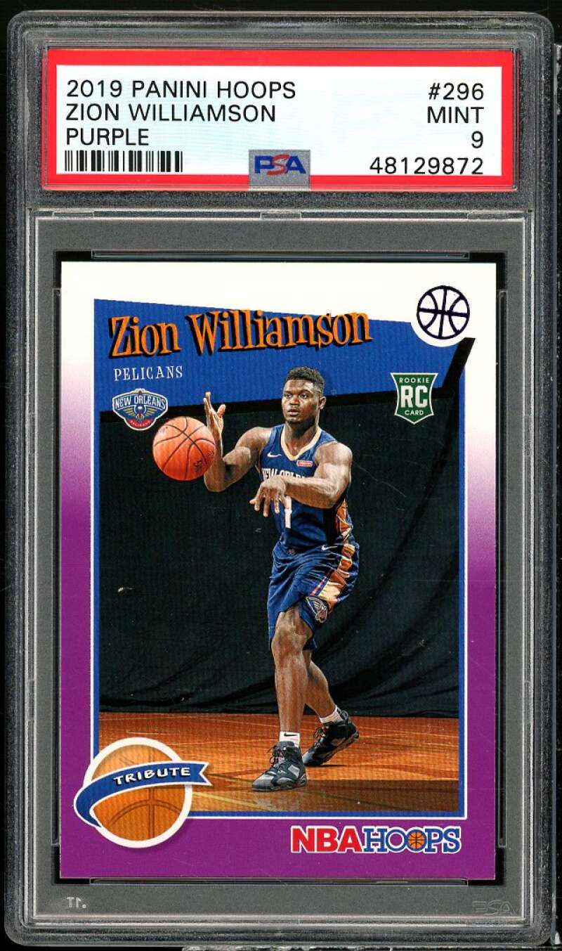 Zion Williamson Rookie Card 2019-20 Panini Hoops Purple #296 PSA 9 Image 1