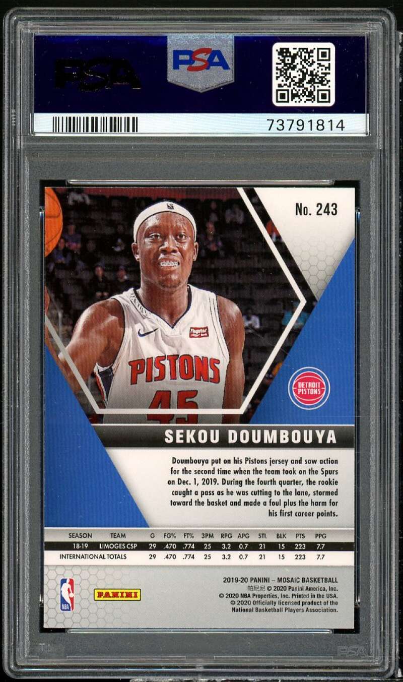 Sekou Doumbouya Rookie Card 2019-20 Panini Mosaic #243 PSA 10 Image 2