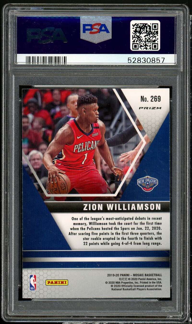 Zion Williamson Rookie Card 2019-20 Panini Mosaic Silver Prizm #269 PSA 9 Image 2