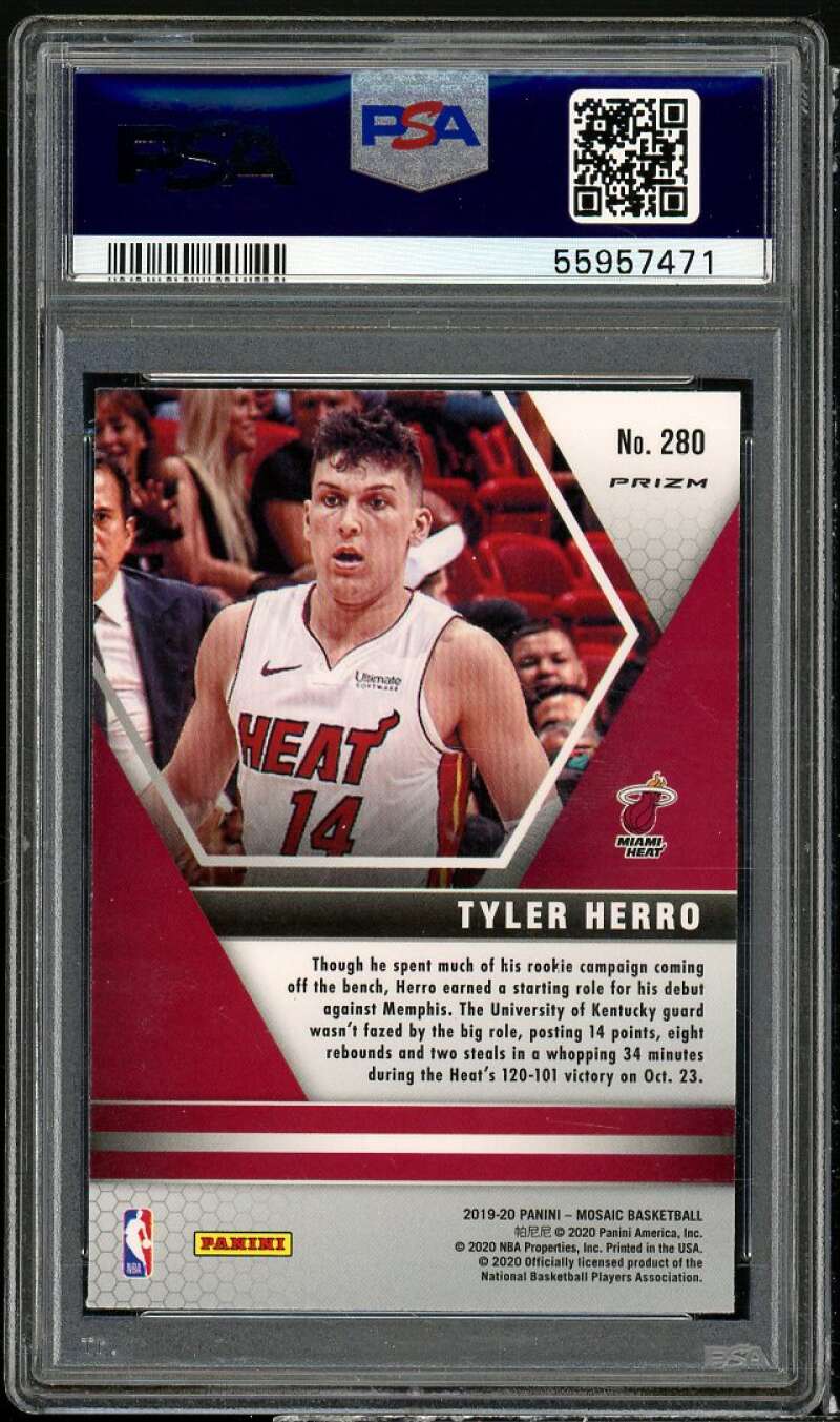 Tyler Herro Rookie Card 2019-20 Panini Mosaic Reactive Orange #280 PSA 10 Image 2