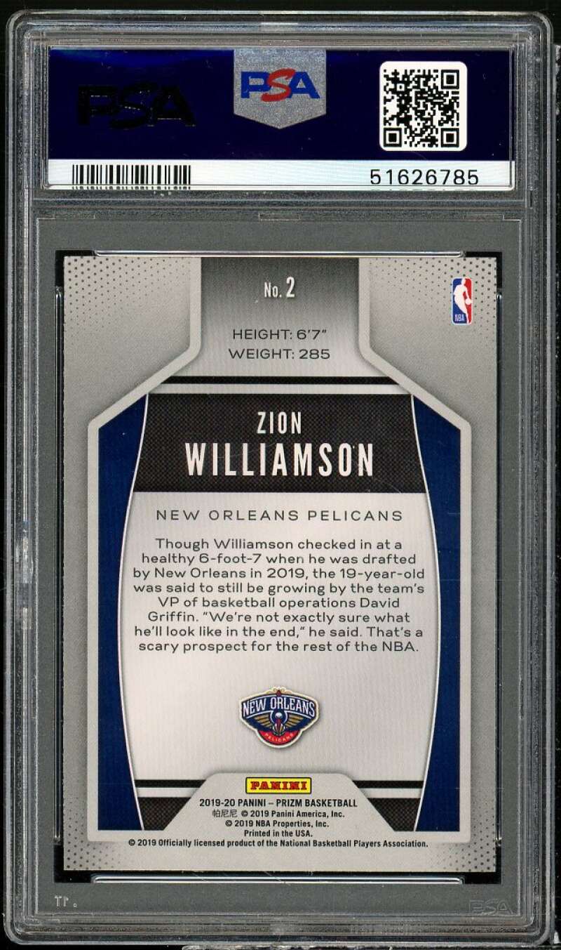 Zion Williamson Rookie Card 2019-20 Panini Prizm Instant Impact #2 PSA 9 Image 2