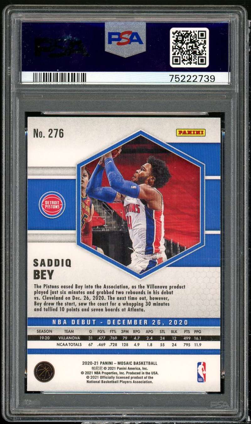 Saddiq Bey Rookie Card 2020-21 Panini Mosaic #276 PSA 10 Image 2